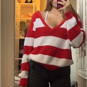 red and white sweater